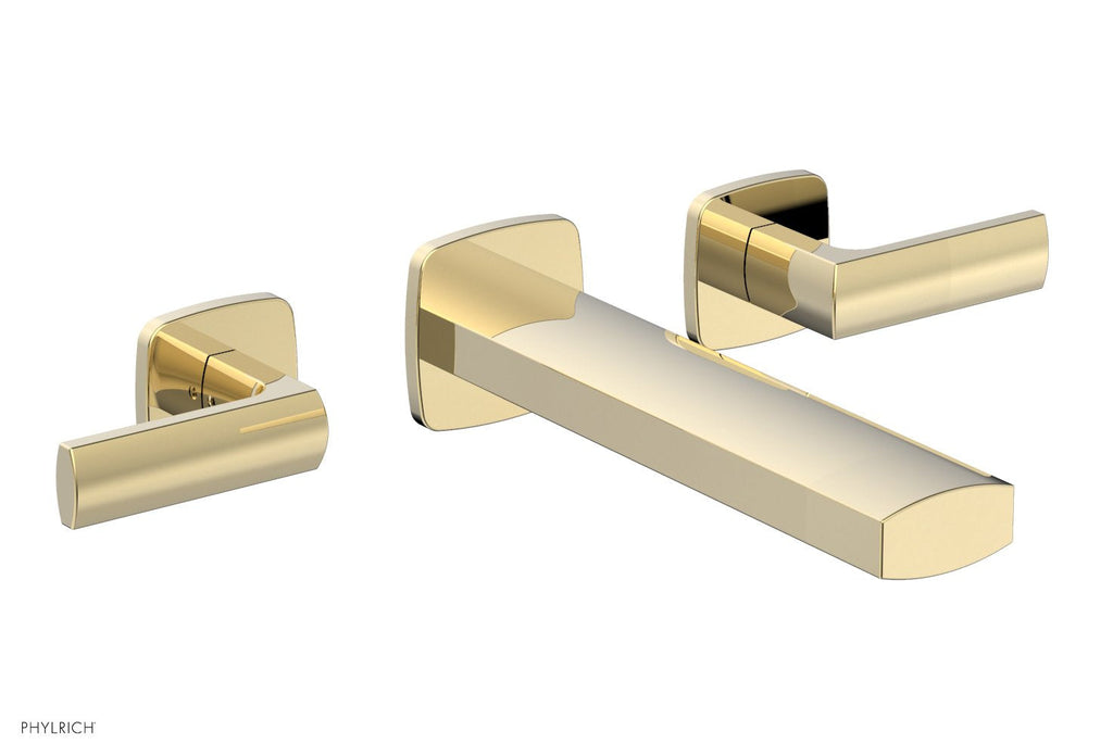 1-1/8" - Polished Brass Uncoated - RADI Wall Lavatory Set - Lever Handles 181-12 by Phylrich - New York Hardware