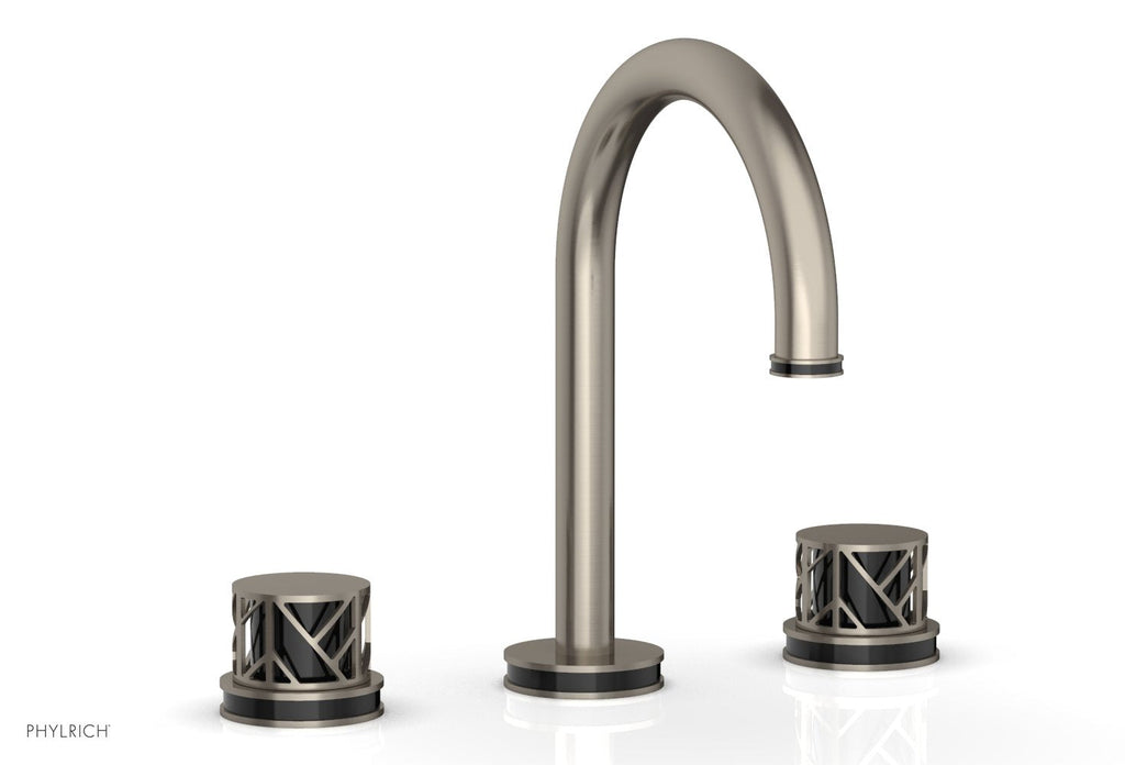 9-7/8" - Satin Chrome - JOLIE Widespread Faucet - Round Handles with "Black" Accents 222-01 by Phylrich - New York Hardware