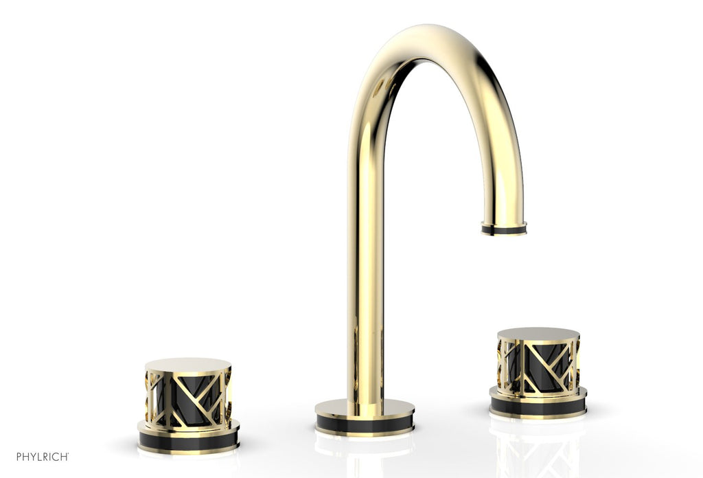 9-7/8" - Burnished Nickel - JOLIE Widespread Faucet - Round Handles with "Black" Accents 222-01 by Phylrich - New York Hardware