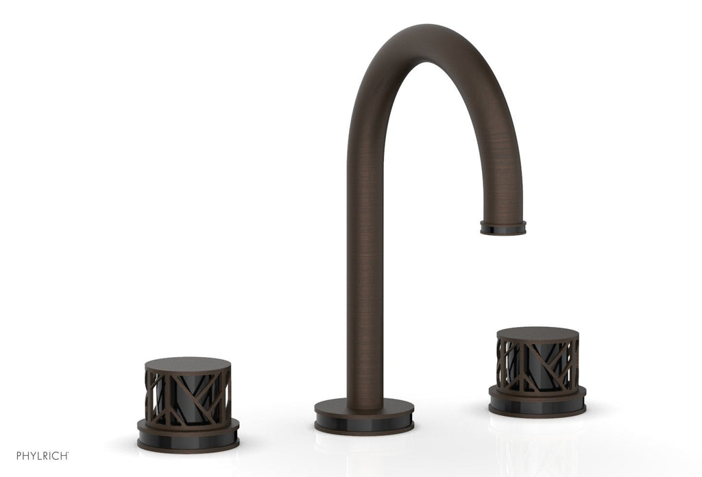 9-7/8" - Antique Brass - JOLIE Widespread Faucet - Round Handles with "Black" Accents 222-01 by Phylrich - New York Hardware