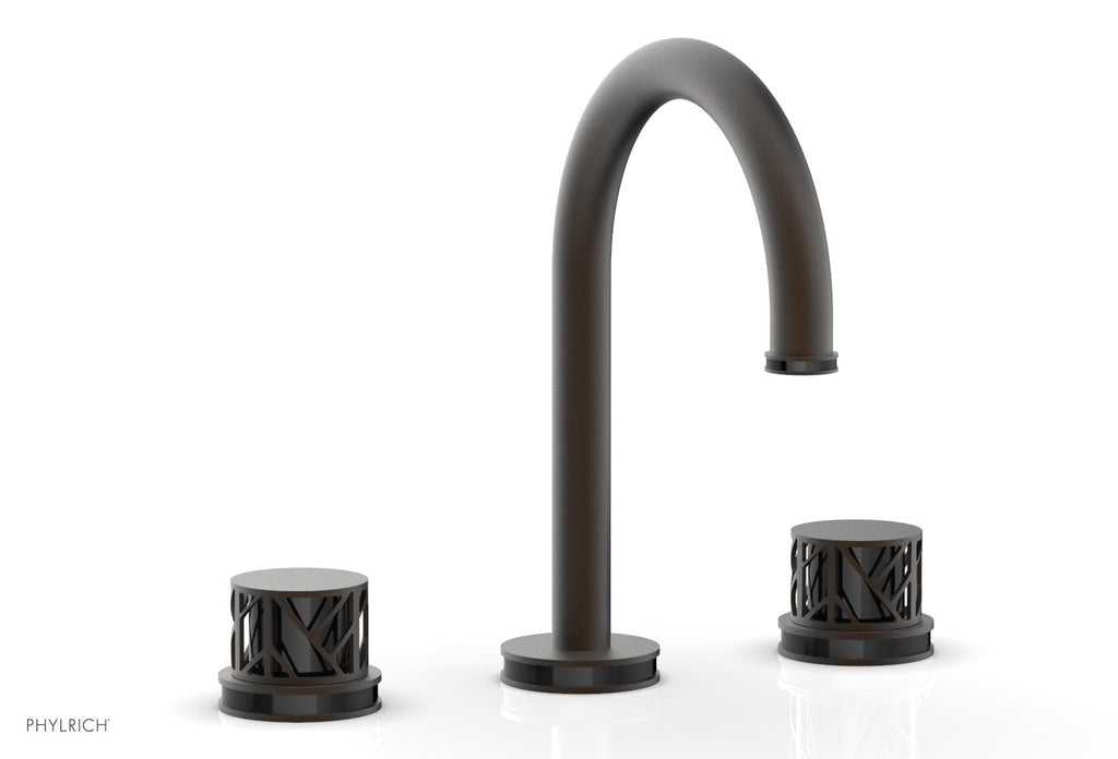 9-7/8" - Antique Bronze - JOLIE Widespread Faucet - Round Handles with "Black" Accents 222-01 by Phylrich - New York Hardware