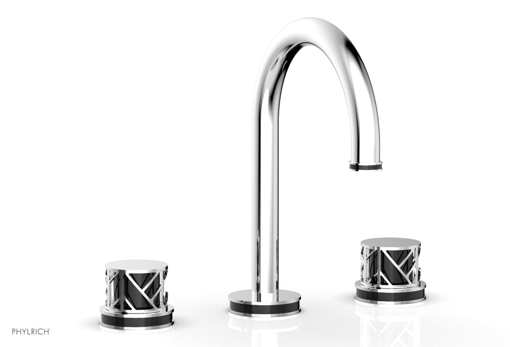 9-7/8" - Matte Black - JOLIE Widespread Faucet - Round Handles with "Black" Accents 222-01 by Phylrich - New York Hardware