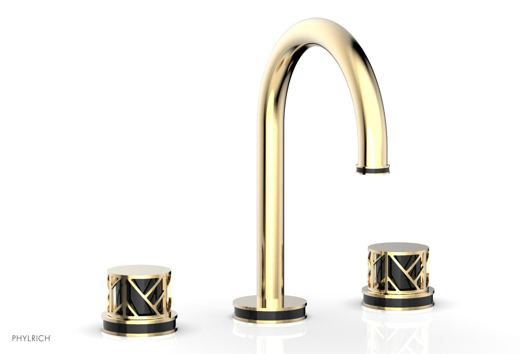 9-7/8" - Polished Nickel - JOLIE Widespread Faucet - Round Handles with "Black" Accents 222-01 by Phylrich - New York Hardware