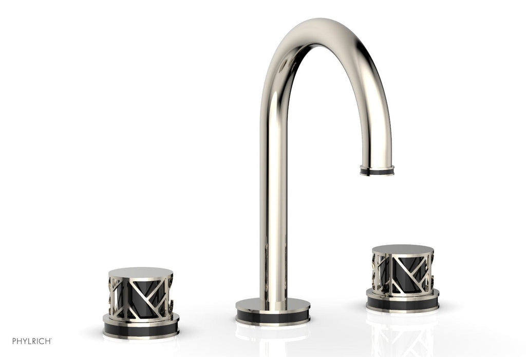 9-7/8" - Satin Nickel - JOLIE Widespread Faucet - Round Handles with "Black" Accents 222-01 by Phylrich - New York Hardware