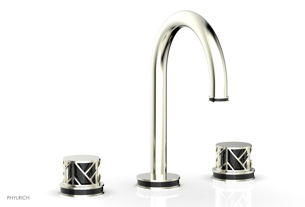9-7/8" - French Brass - JOLIE Widespread Faucet - Round Handles with "Black" Accents 222-01 by Phylrich - New York Hardware