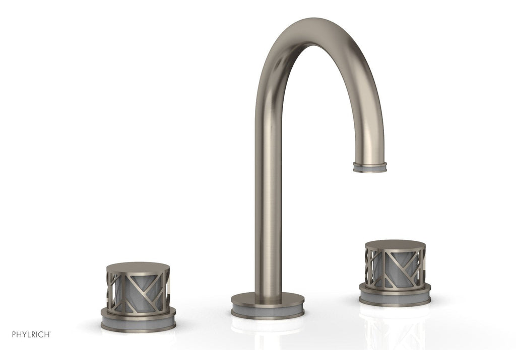 9-7/8" - French Brass - JOLIE Widespread Faucet - Round Handles with "Grey" Accents 222-01 by Phylrich - New York Hardware