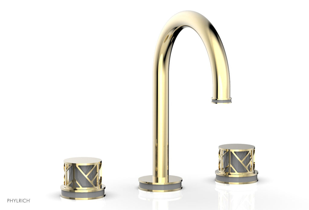 9-7/8" - Old English Brass - JOLIE Widespread Faucet - Round Handles with "Grey" Accents 222-01 by Phylrich - New York Hardware