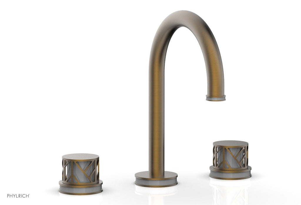 9-7/8" - Antique Brass - JOLIE Widespread Faucet - Round Handles with "Grey" Accents 222-01 by Phylrich - New York Hardware