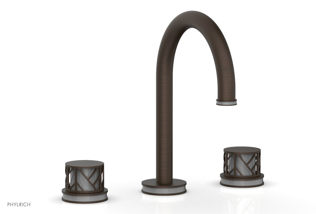 9-7/8" - Antique Bronze - JOLIE Widespread Faucet - Round Handles with "Grey" Accents 222-01 by Phylrich - New York Hardware