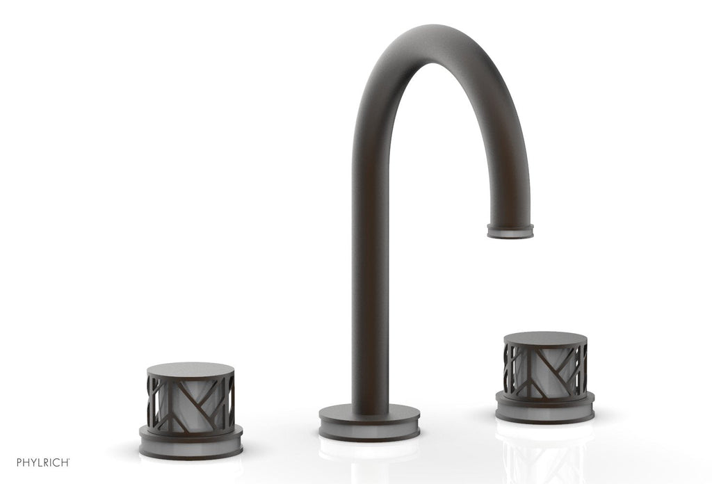 9-7/8" - Oil Rubbed Bronze - JOLIE Widespread Faucet - Round Handles with "Grey" Accents 222-01 by Phylrich - New York Hardware