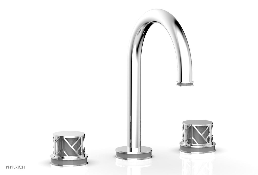 9-7/8" - Satin Brass - JOLIE Widespread Faucet - Round Handles with "Grey" Accents 222-01 by Phylrich - New York Hardware