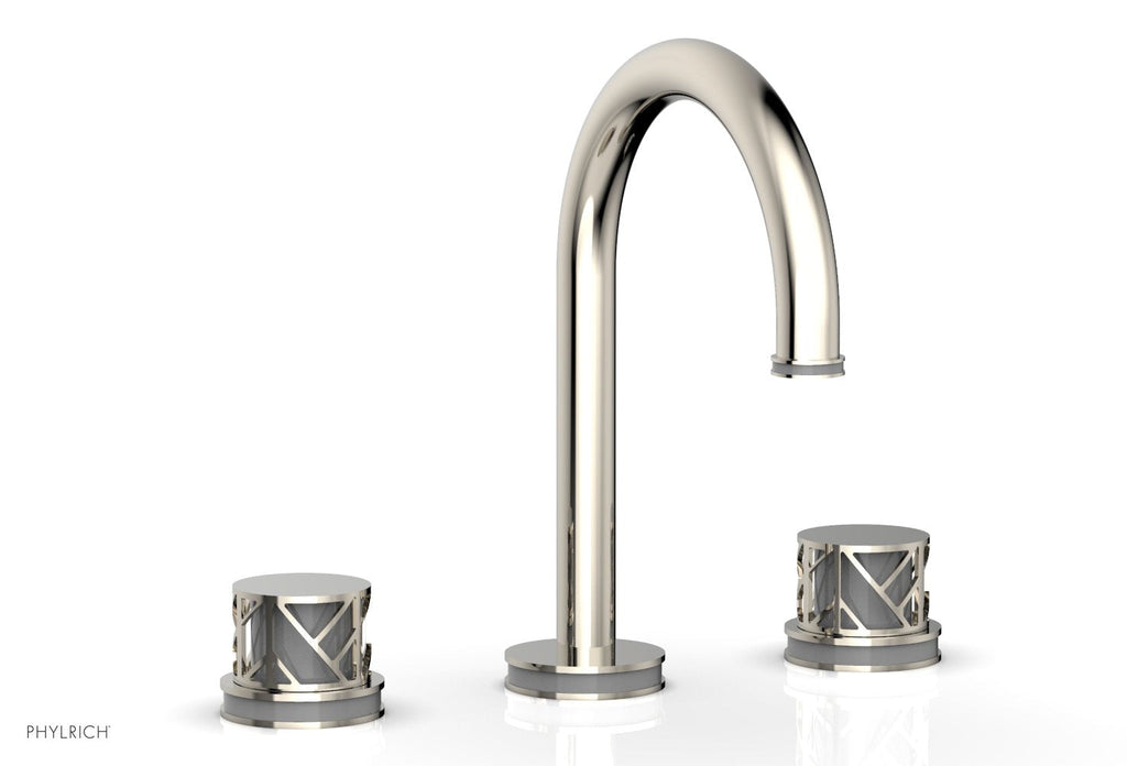 9-7/8" - Polished Nickel - JOLIE Widespread Faucet - Round Handles with "Grey" Accents 222-01 by Phylrich - New York Hardware