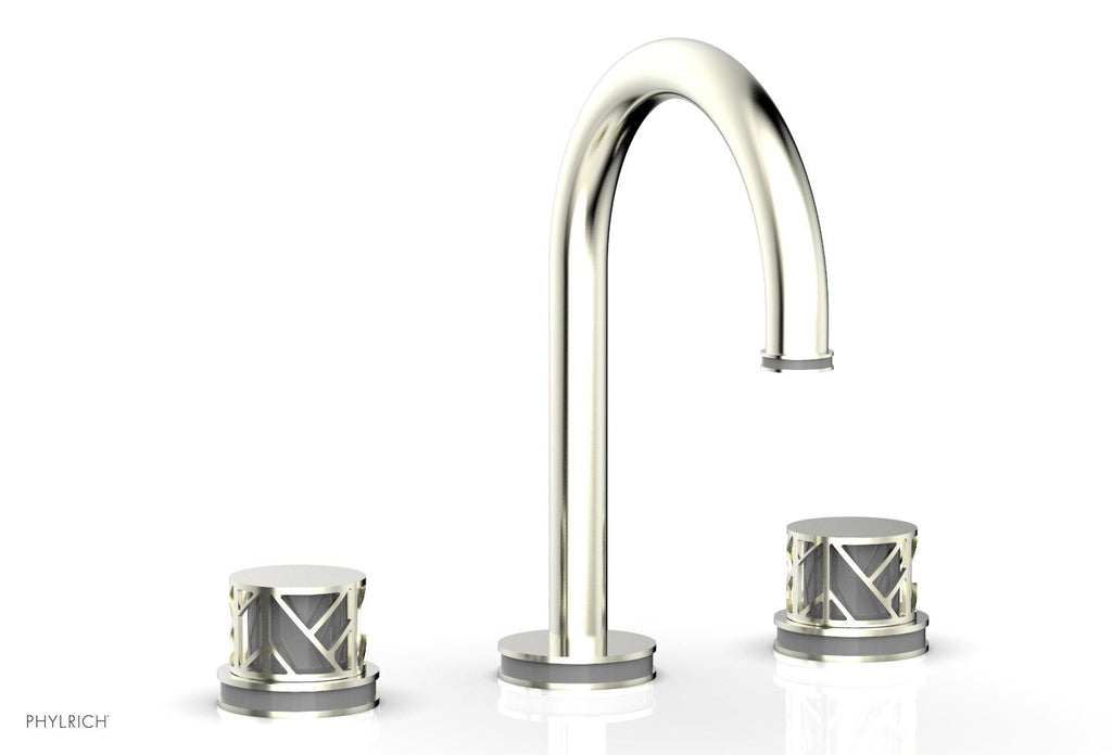 9-7/8" - Satin Gold - JOLIE Widespread Faucet - Round Handles with "Grey" Accents 222-01 by Phylrich - New York Hardware