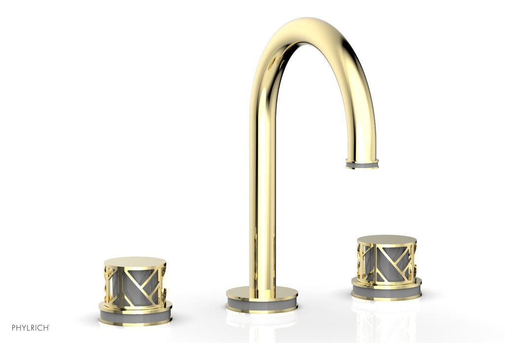 9-7/8" - Burnished Gold - JOLIE Widespread Faucet - Round Handles with "Grey" Accents 222-01 by Phylrich - New York Hardware