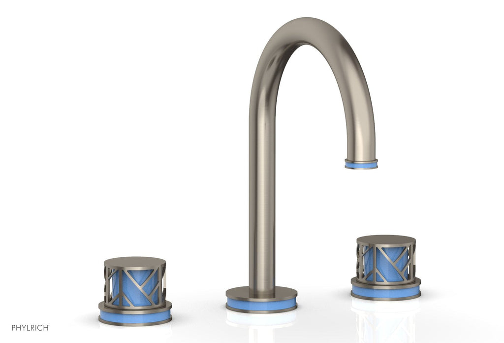 9-7/8" - Satin Chrome - JOLIE Widespread Faucet - Round Handles with "Light Blue" Accents 222-01 by Phylrich - New York Hardware