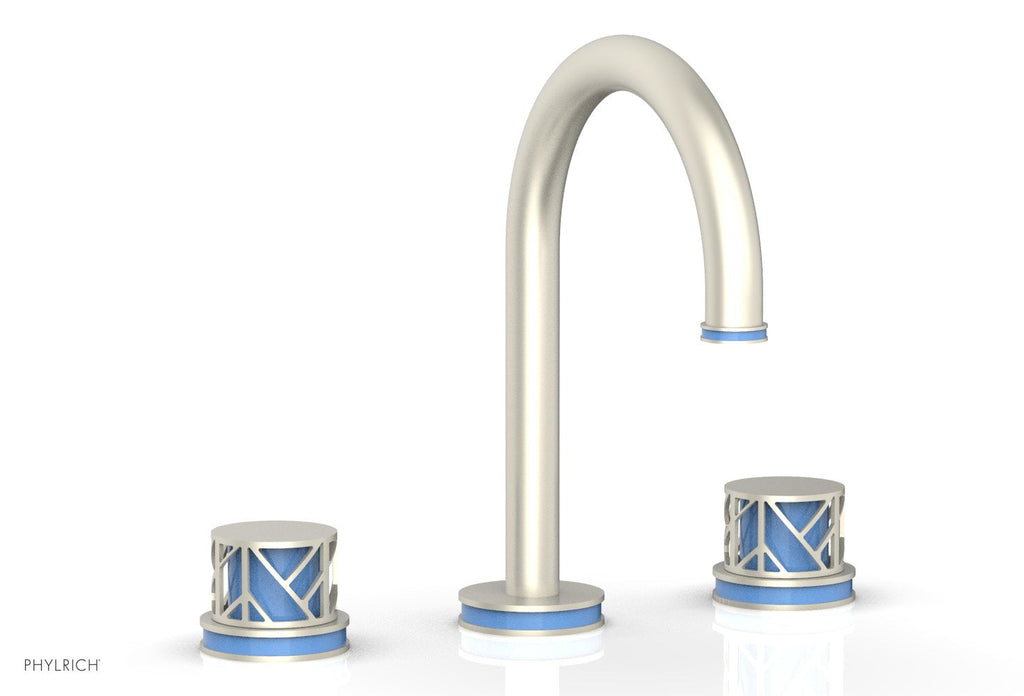 9-7/8" - Pewter - JOLIE Widespread Faucet - Round Handles with "Light Blue" Accents 222-01 by Phylrich - New York Hardware