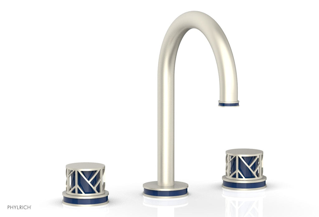 9-7/8" - Burnished Nickel - JOLIE Widespread Faucet - Round Handles with "Navy Blue" Accents 222-01 by Phylrich - New York Hardware