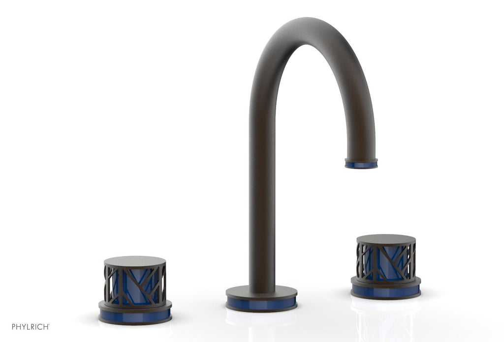 9-7/8" - Oil Rubbed Bronze - JOLIE Widespread Faucet - Round Handles with "Navy Blue" Accents 222-01 by Phylrich - New York Hardware