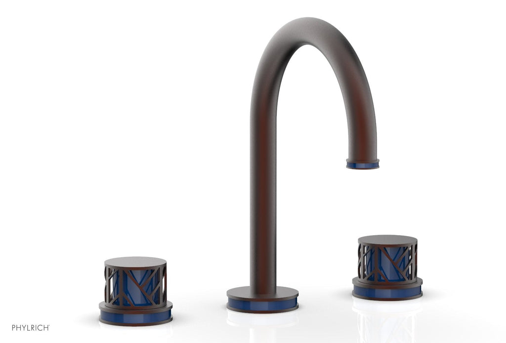 9-7/8" - Weathered Copper - JOLIE Widespread Faucet - Round Handles with "Navy Blue" Accents 222-01 by Phylrich - New York Hardware