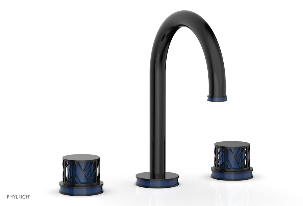 9-7/8" - Polished Nickel - JOLIE Widespread Faucet - Round Handles with "Navy Blue" Accents 222-01 by Phylrich - New York Hardware