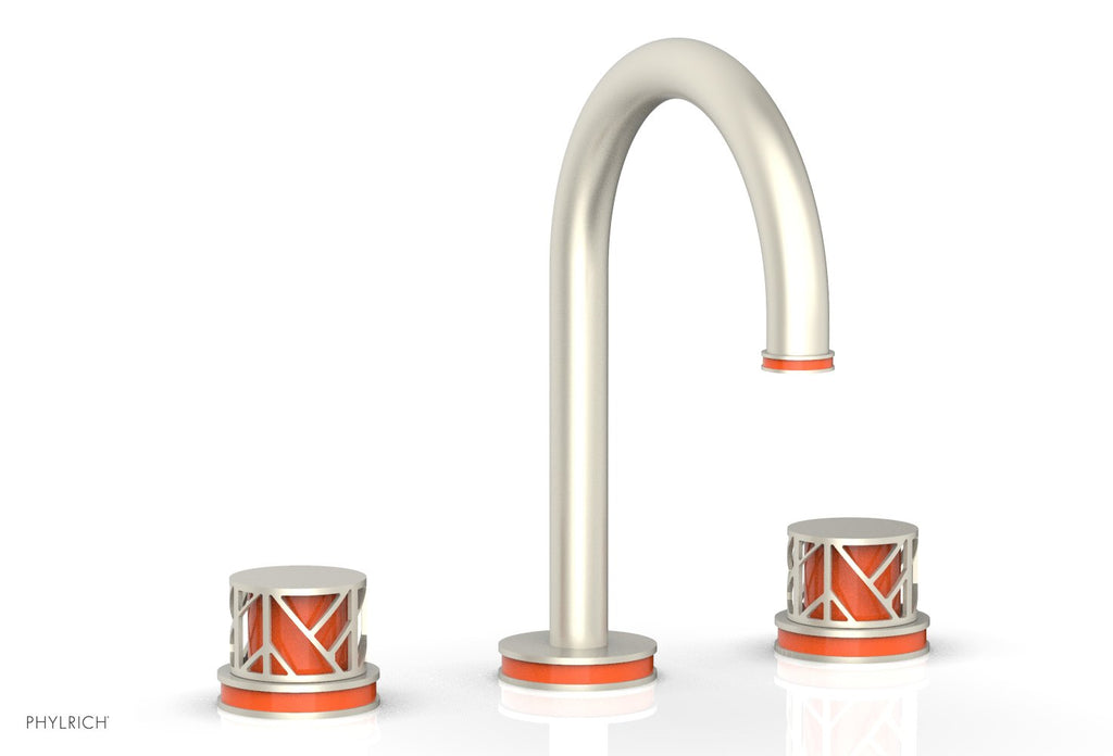9-7/8" - Pewter - JOLIE Widespread Faucet - Round Handles with "Orange" Accents 222-01 by Phylrich - New York Hardware