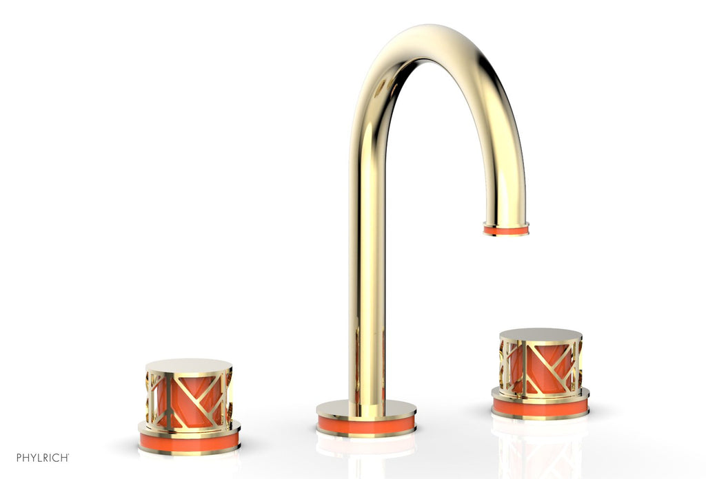 9-7/8" - Burnished Nickel - JOLIE Widespread Faucet - Round Handles with "Orange" Accents 222-01 by Phylrich - New York Hardware