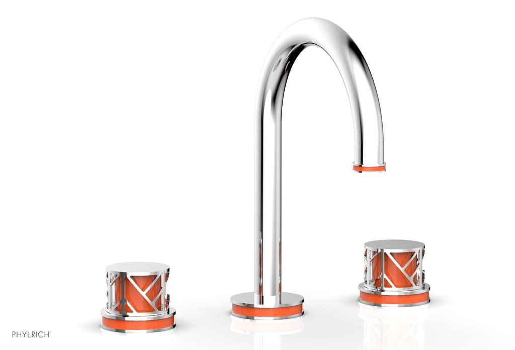 9-7/8" - Polished Nickel - JOLIE Widespread Faucet - Round Handles with "Orange" Accents 222-01 by Phylrich - New York Hardware