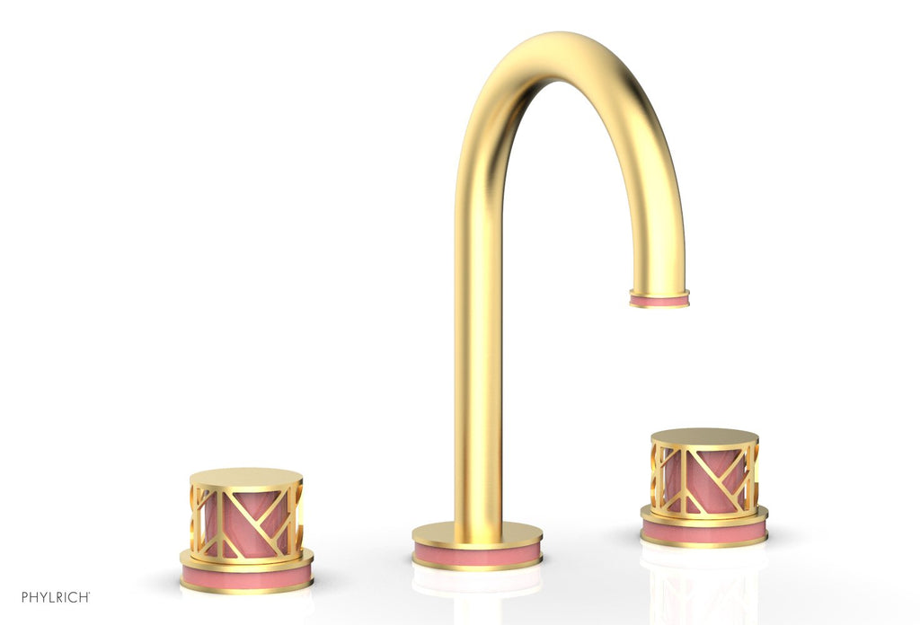 9-7/8" - Weathered Copper - JOLIE Widespread Faucet - Round Handles with "Pink" Accents 222-01 by Phylrich - New York Hardware