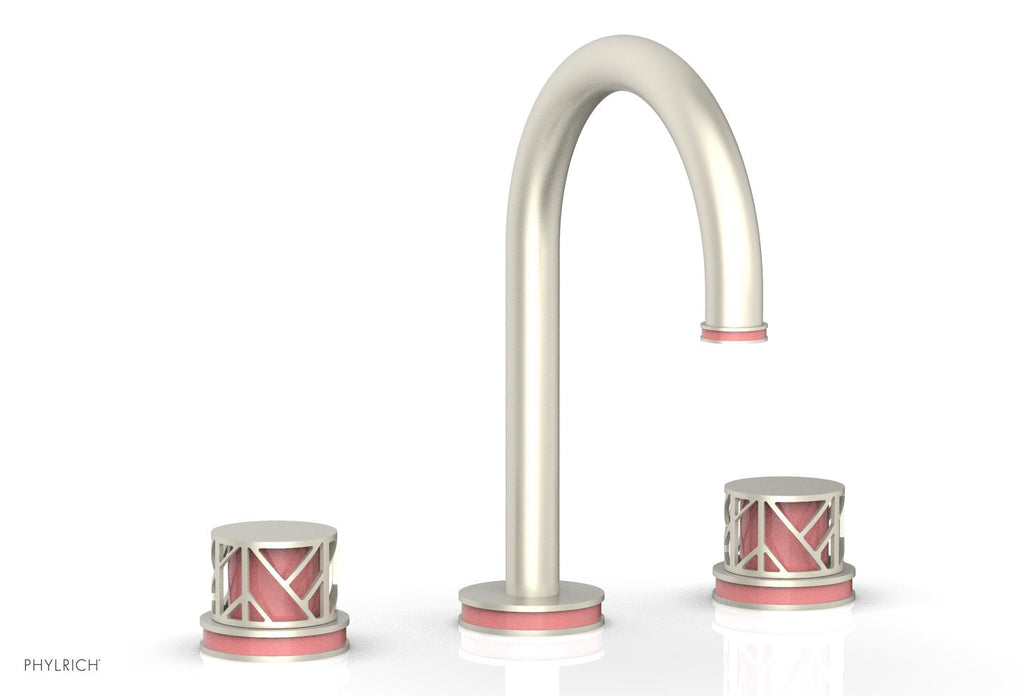 9-7/8" - Polished Nickel - JOLIE Widespread Faucet - Round Handles with "Pink" Accents 222-01 by Phylrich - New York Hardware