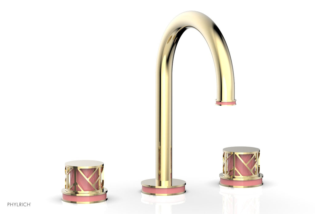9-7/8" - Matte Black - JOLIE Widespread Faucet - Round Handles with "Pink" Accents 222-01 by Phylrich - New York Hardware