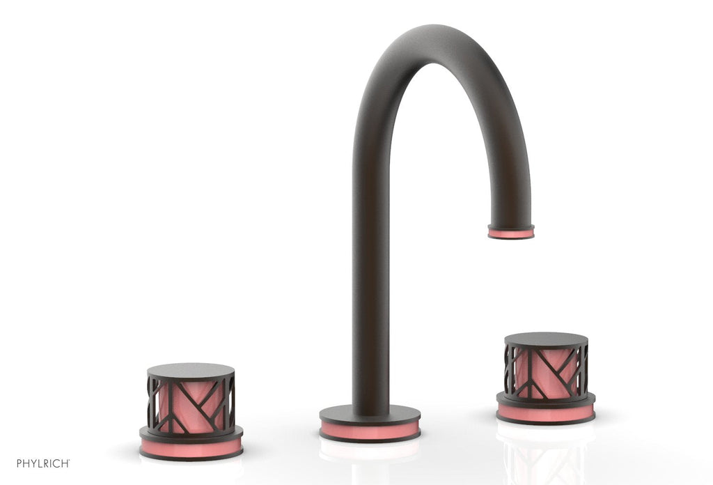 9-7/8" - Antique Bronze - JOLIE Widespread Faucet - Round Handles with "Pink" Accents 222-01 by Phylrich - New York Hardware