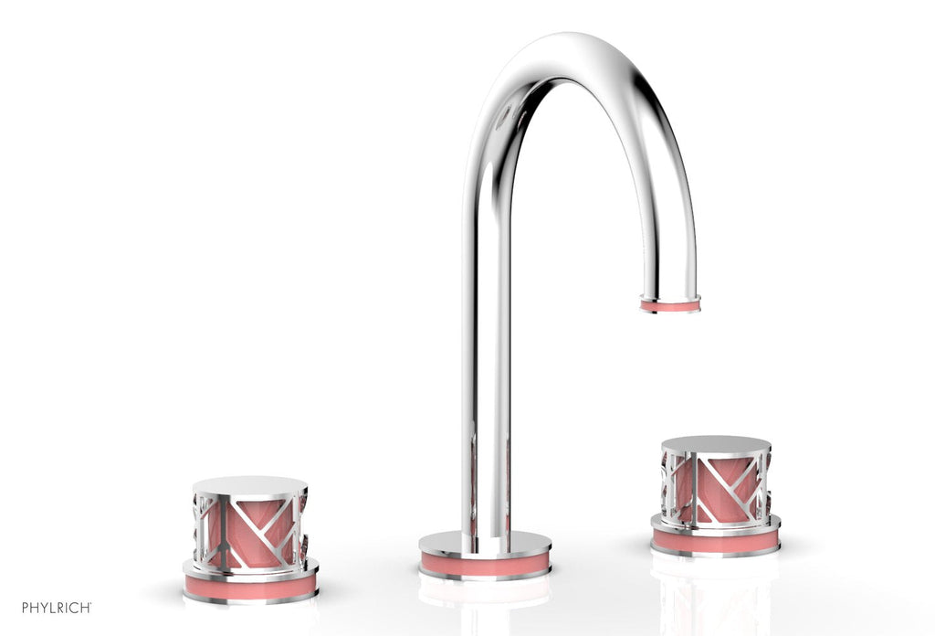 9-7/8" - Satin Nickel - JOLIE Widespread Faucet - Round Handles with "Pink" Accents 222-01 by Phylrich - New York Hardware
