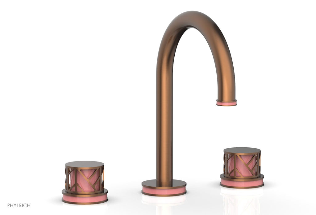 9-7/8" - Satin White - JOLIE Widespread Faucet - Round Handles with "Pink" Accents 222-01 by Phylrich - New York Hardware