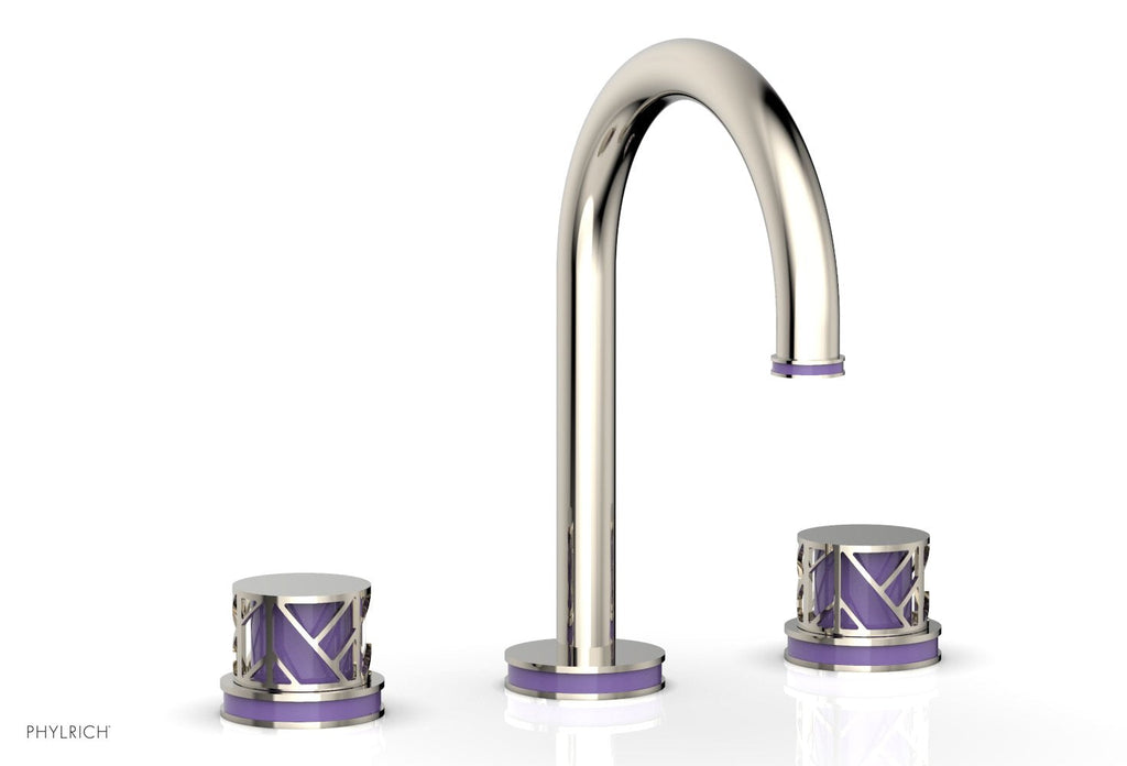 9-7/8" - Polished Chrome - JOLIE Widespread Faucet - Round Handles with "Purple" Accents 222-01 by Phylrich - New York Hardware