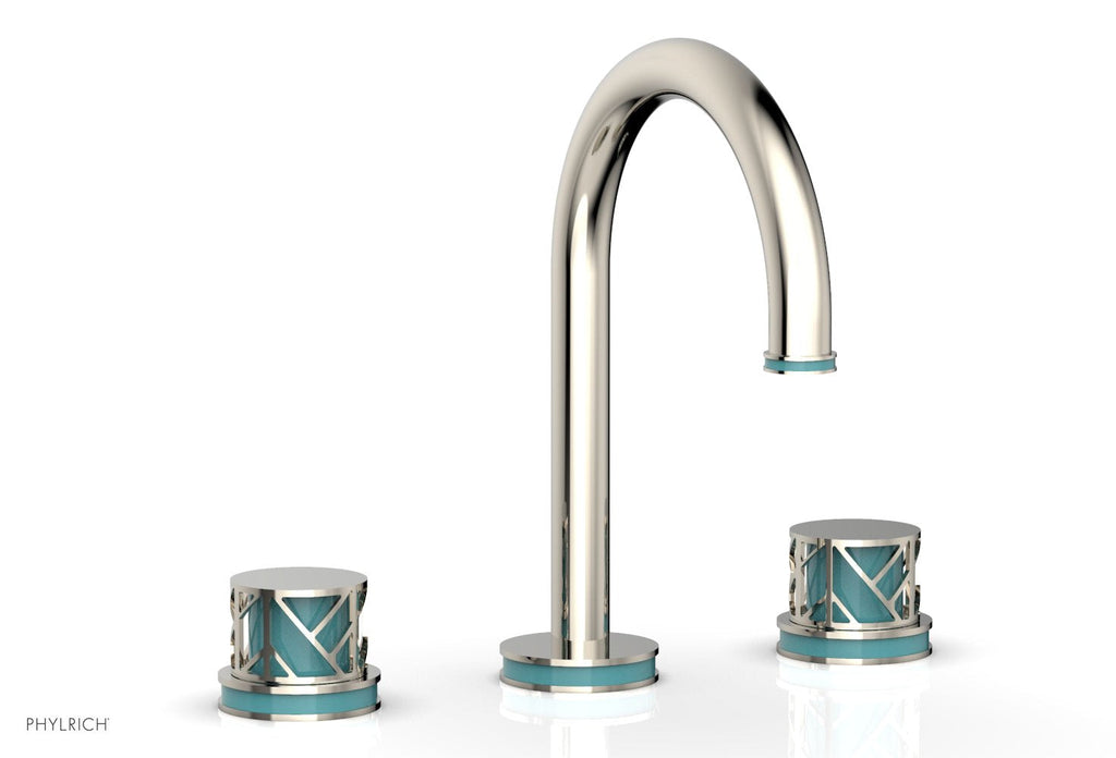 9-7/8" - Polished Chrome - JOLIE Widespread Faucet - Round Handles with "Turquoise" Accents 222-01 by Phylrich - New York Hardware