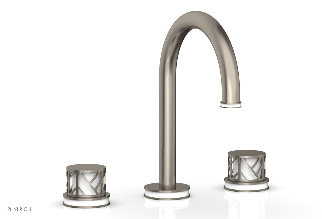 9-7/8" - Polished Chrome - JOLIE Widespread Faucet - Round Handles with "White" Accents 222-01 by Phylrich - New York Hardware
