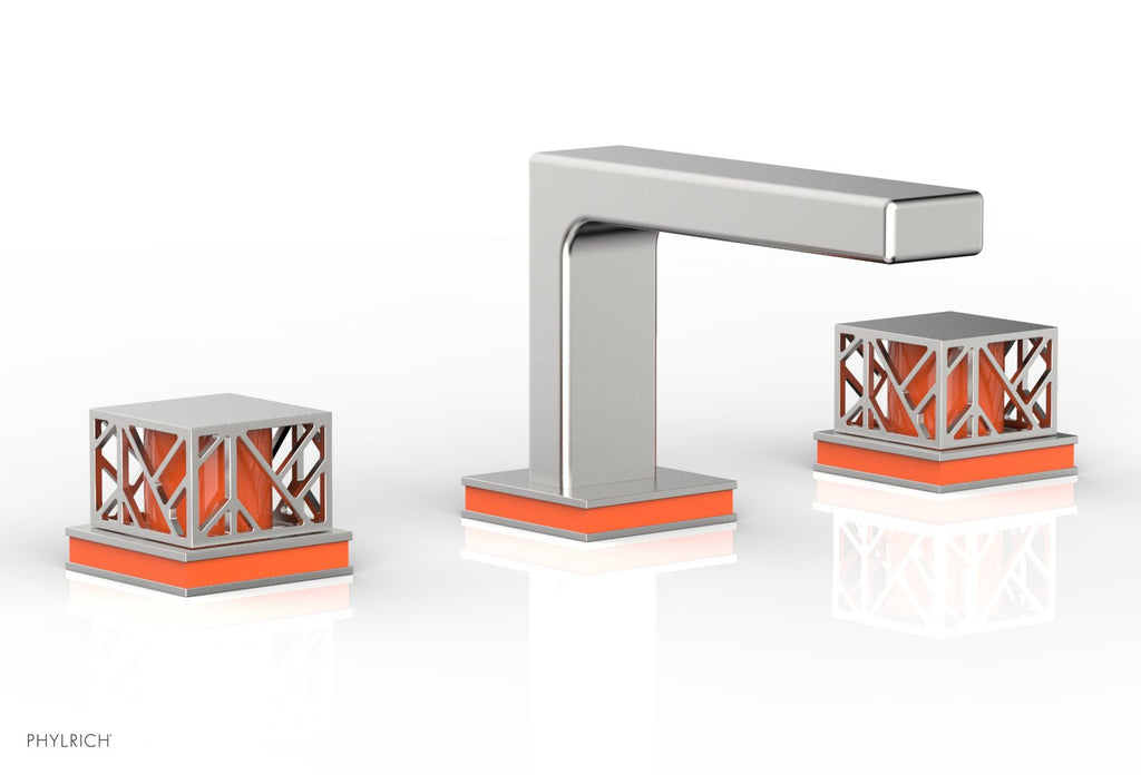 1-1/8" - Polished Chrome - JOLIE Widespread Faucet - Square Handles with "Orange" Accents 222-02 by Phylrich - New York Hardware