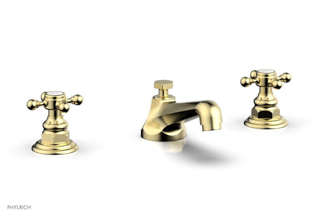 3" - Polished Brass Uncoated - HEX TRADITIONAL Widespread Faucet 500-01 by Phylrich - New York Hardware