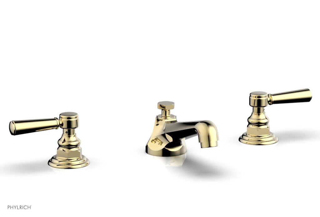 3" - Polished Brass Uncoated - HEX TRADITIONAL Widespread Faucet Lever Handles 500-02 by Phylrich - New York Hardware