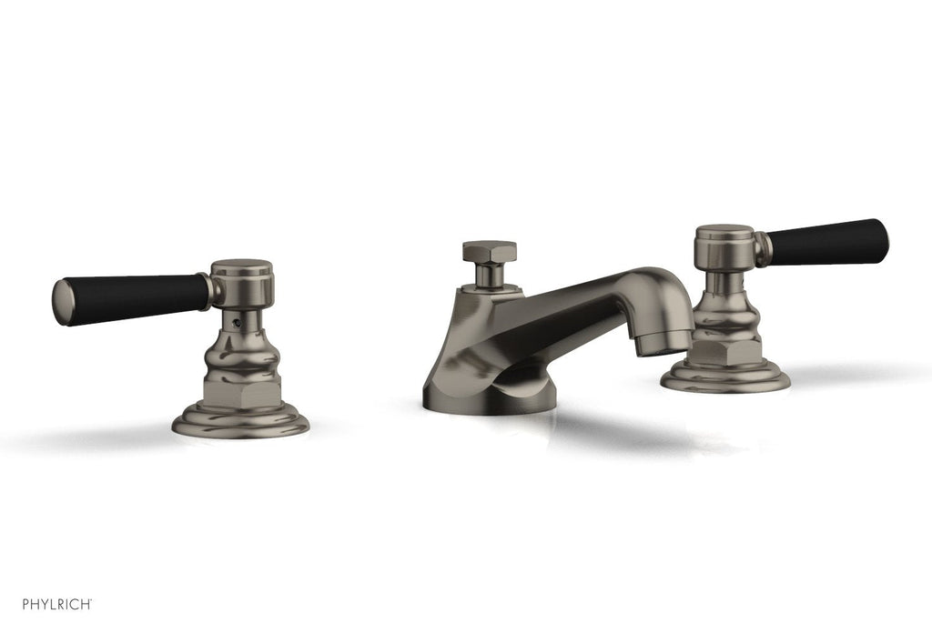 3" - Burnished Nickel - HEX TRADITIONAL Widespread Faucet - Satin Black Lever Handles 500-02 by Phylrich - New York Hardware