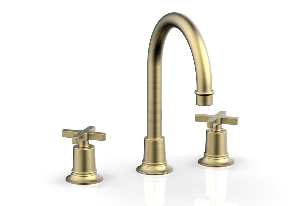 9-7/8" - Burnished Gold - HEX MODERN Widespread Faucet with Cross Handles 501-03 by Phylrich - New York Hardware