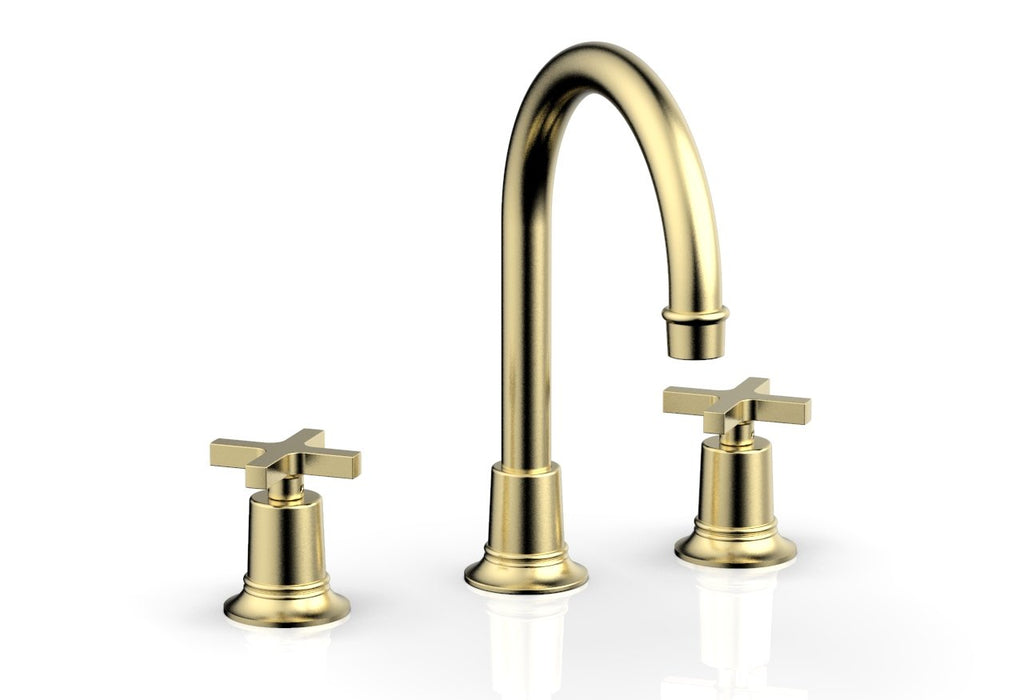 9-7/8" - Polished Brass Uncoated - HEX MODERN Widespread Faucet with Cross Handles 501-03 by Phylrich - New York Hardware