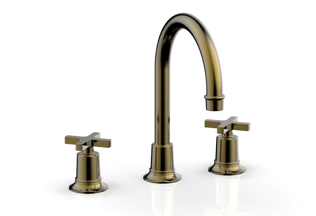 9-7/8" - Antique Brass - HEX MODERN Widespread Faucet with Cross Handles 501-03 by Phylrich - New York Hardware