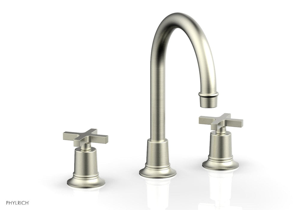 9-7/8" - Satin Nickel - HEX MODERN Widespread Faucet with Cross Handles 501-03 by Phylrich - New York Hardware