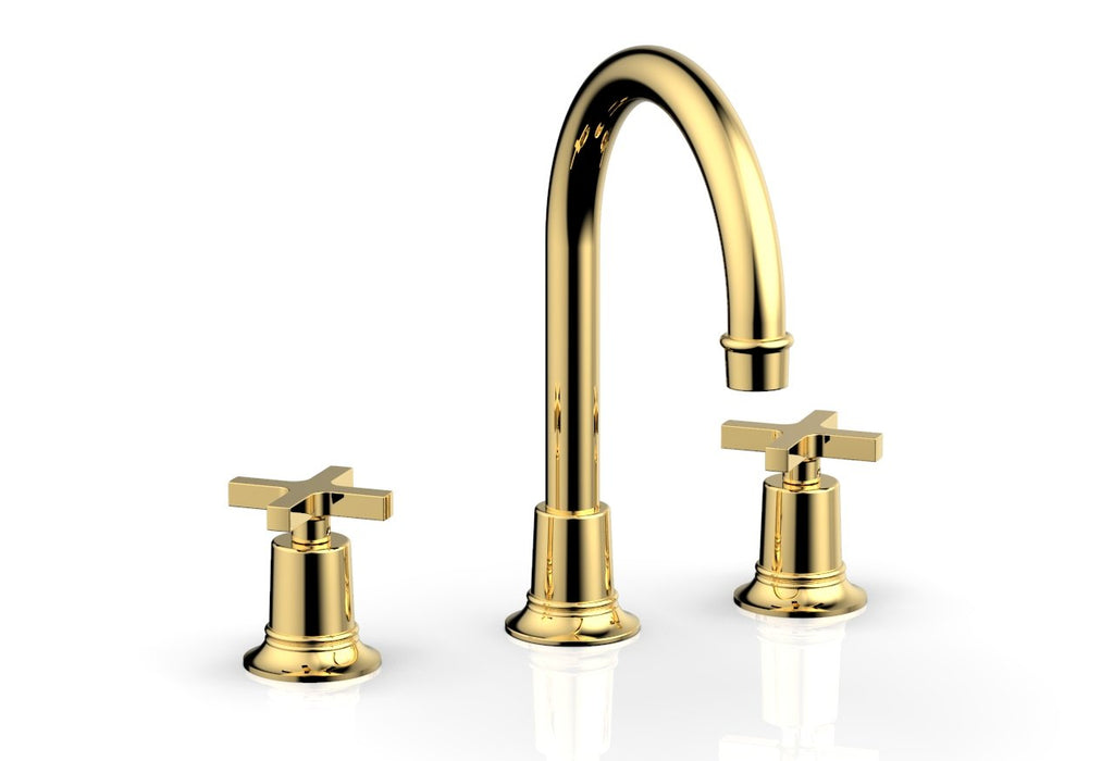 9-7/8" - Polished Gold - HEX MODERN Widespread Faucet with Cross Handles 501-03 by Phylrich - New York Hardware