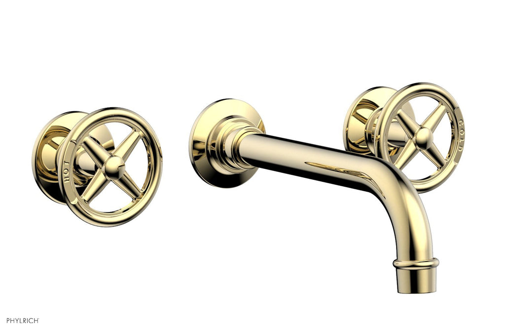 WORKS Wall Tub Set   Cross Handles by Phylrich - Old English Brass