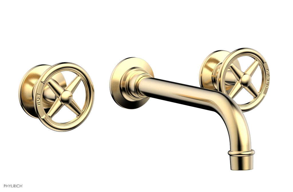 WORKS Wall Tub Set   Cross Handles by Phylrich - Polished Nickel