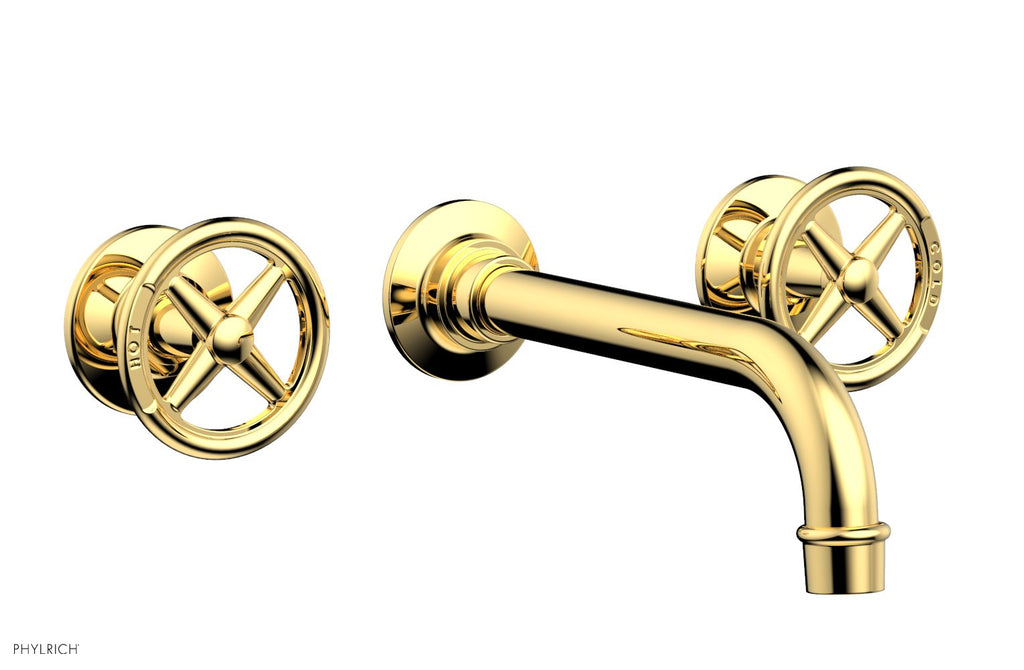 WORKS Wall Tub Set   Cross Handles by Phylrich - Satin Gold