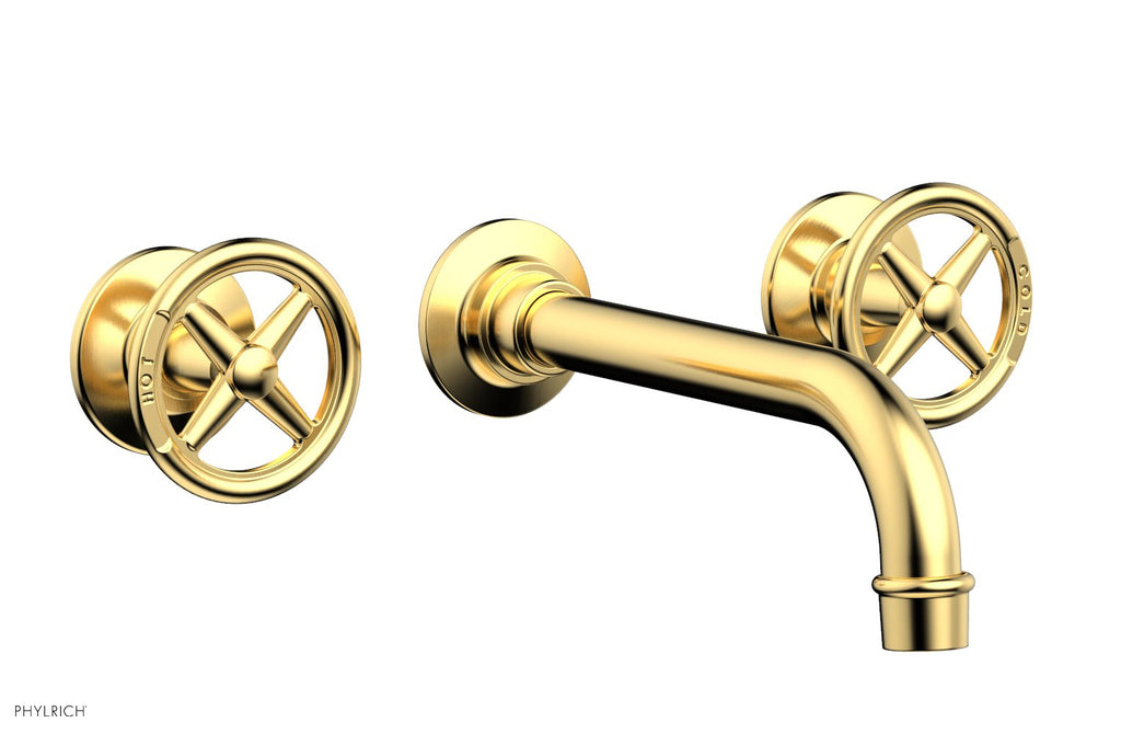 WORKS Wall Tub Set   Cross Handles by Phylrich - Burnished Gold