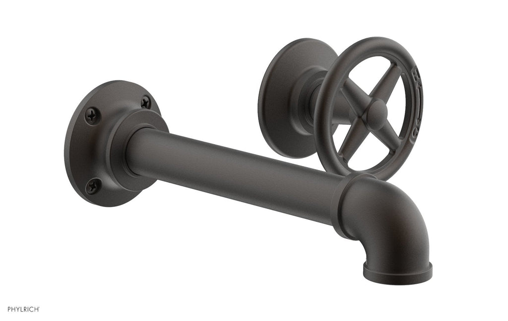 WORKS 2 Single Handle Wall Lavatory Set   Cross Handles by Phylrich - Oil Rubbed Bronze
